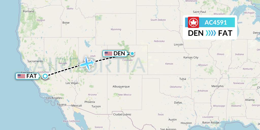 AC4591 Air Canada Flight Map: Denver to Fresno