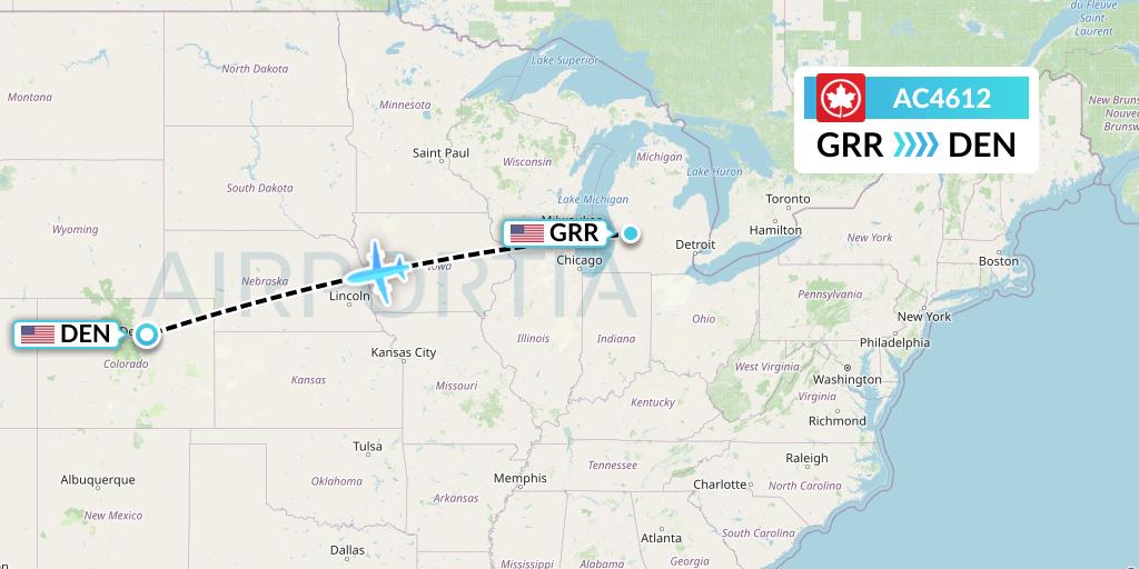 AC4612 Air Canada Flight Map: Grand Rapids to Denver