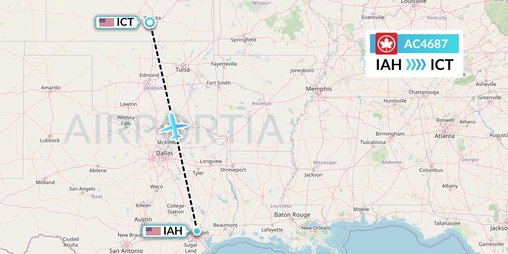 AC4687 Air Canada Flight Map: Houston to Wichita