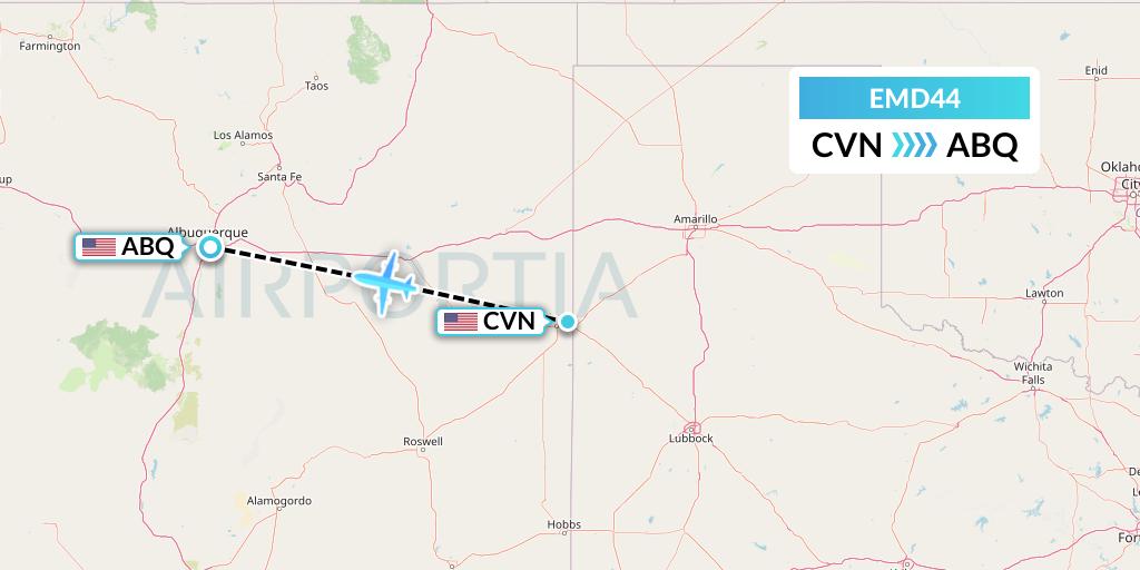 EMD44 Eaglemed Flight Map: Clovis to Albuquerque