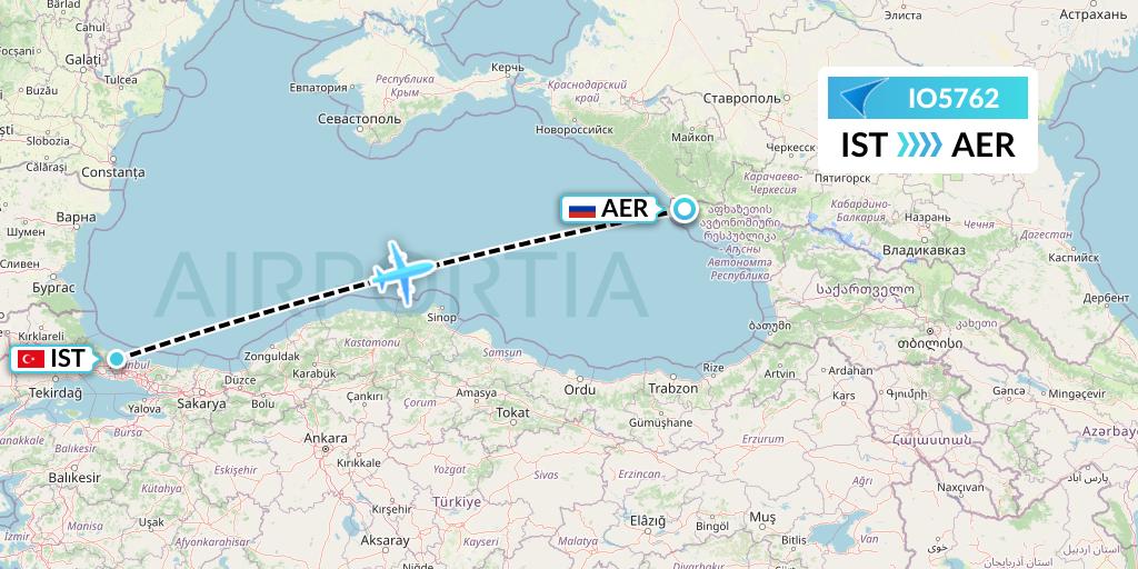 IO5762 IrAero Flight Map: Istanbul to Sochi