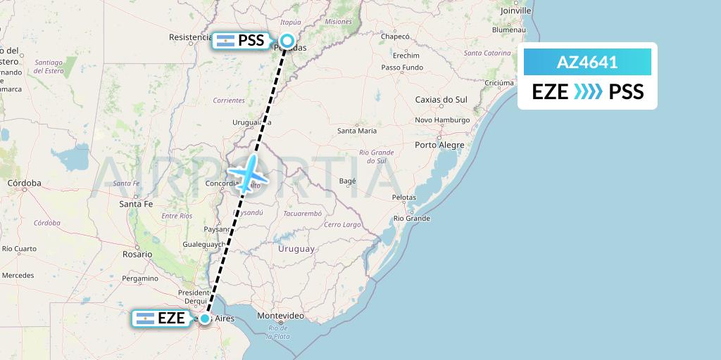 AZ4641 ITA Airways Flight Map: Buenos Aires to Posadas