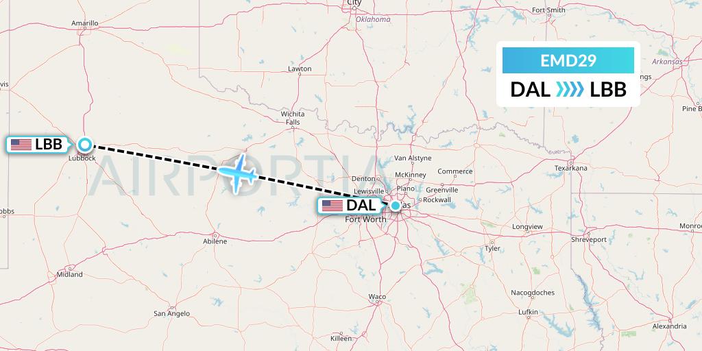 EMD29 Eaglemed Flight Map: Dallas to Lubbock
