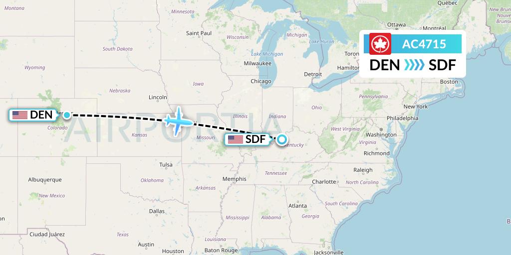 AC4715 Air Canada Flight Map: Denver to Louisville