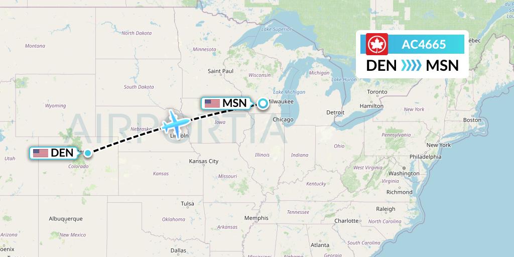 AC4665 Air Canada Flight Map: Denver to Madison