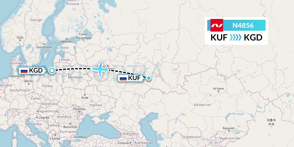 N4856 Nordwind Airlines Flight Map: Samara to Kaliningrad