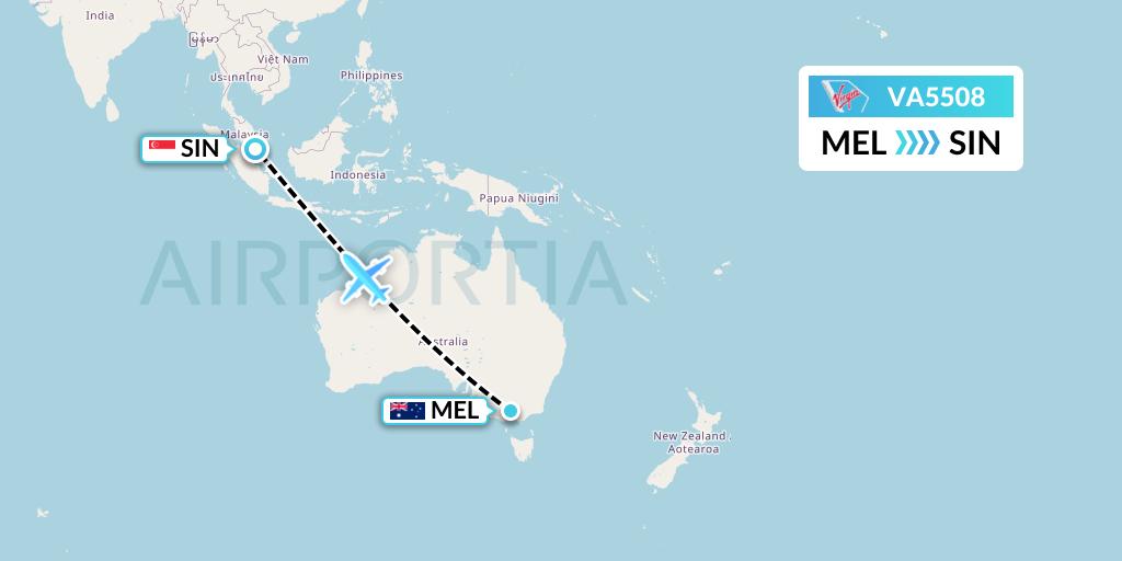 VA5508 Virgin Australia Flight Map: Melbourne to Singapore