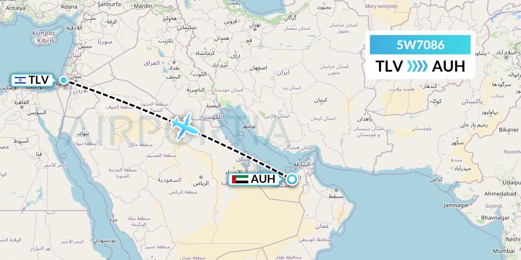 5W7086 Wizz Air Abu Dhabi Flight Map: Tel Aviv to Abu Dhabi