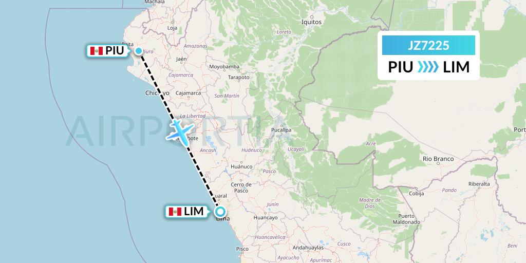 JZ7225 Jetsmart Airlines Peru Flight Map: Piura to Lima