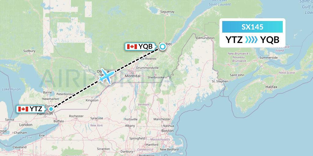 SX145 Flight Status Flygta Airlines Toronto to Quebec (TOR145)