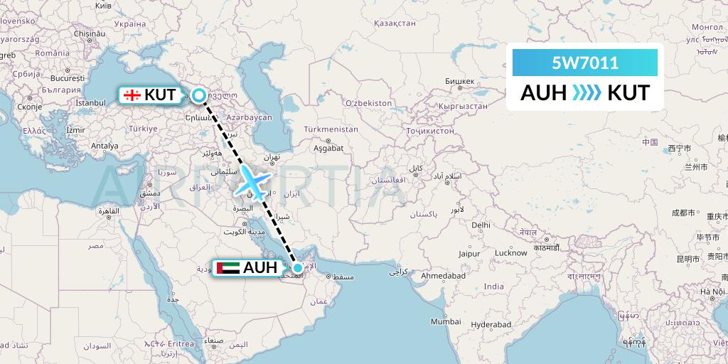 5W7011 Wizz Air Abu Dhabi Flight Map: Abu Dhabi to Kutaisi