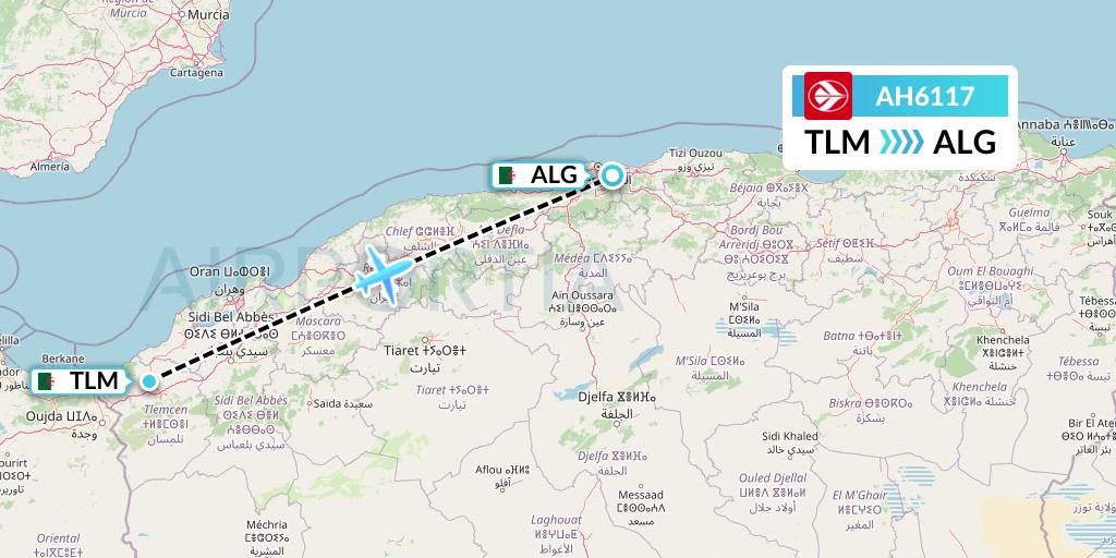 AH6117 Air Algerie Flight Map: Tlemcen to Algiers