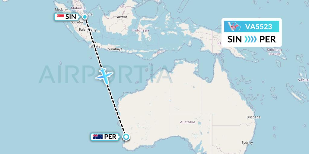 VA5523 Virgin Australia Flight Map: Singapore to Perth