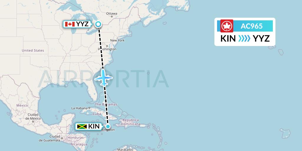 AC965 Air Canada Flight Map: Kingston to Toronto
