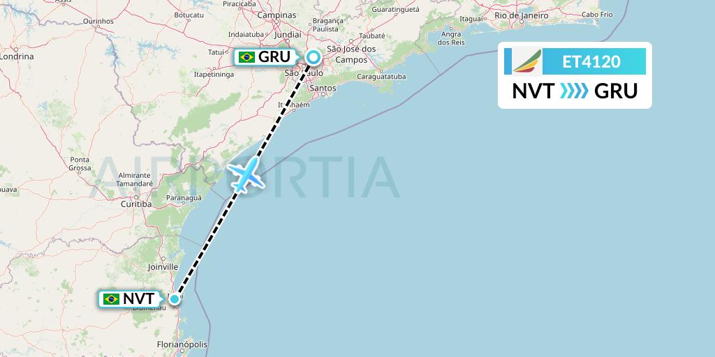 ET4120 Ethiopian Airlines Flight Map: Navegantes to Sao Paulo