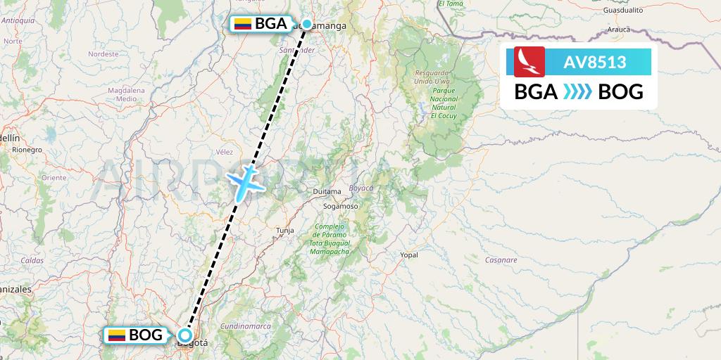 AV8513 Avianca Flight Map: Bucaramanga to Bogota