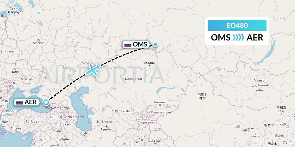 EO480 Pegas Fly Flight Map: Omsk to Sochi