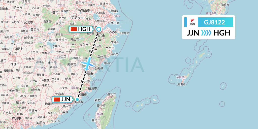 GJ8122 Loong Airlines Flight Map: Jinjiang to Hangzhou