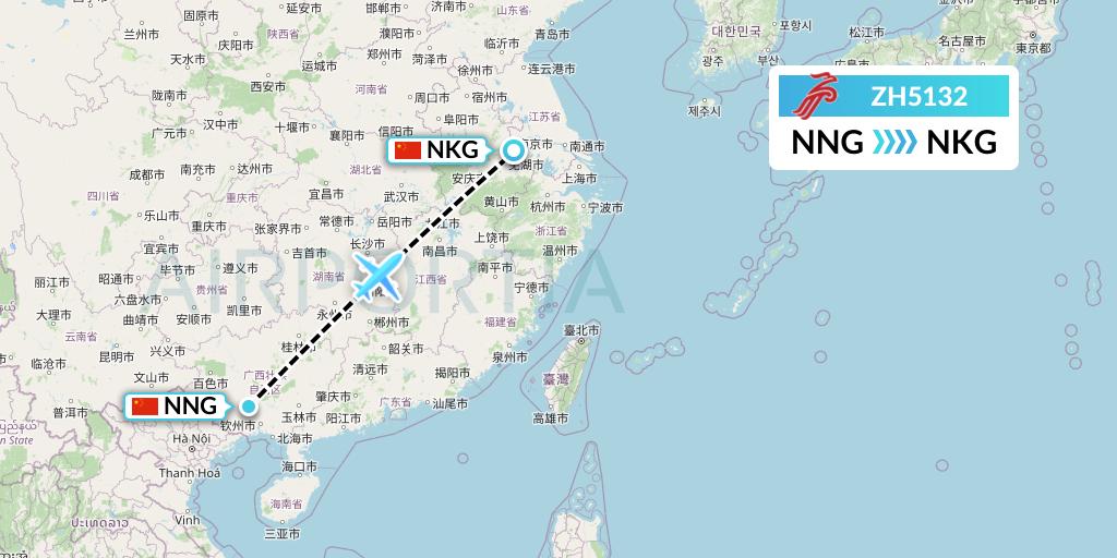 ZH5132 Shenzhen Airlines Flight Map: Nanning to Nanjing