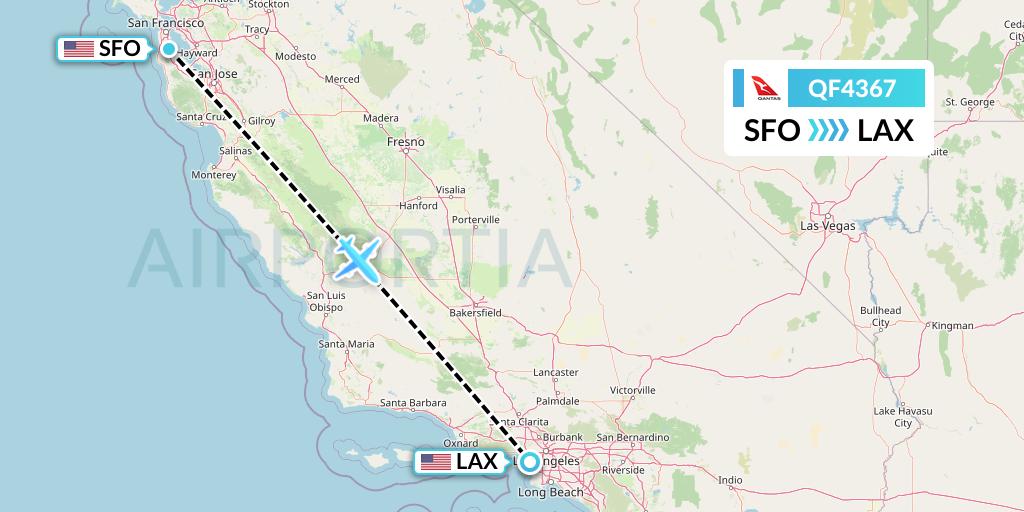 QF4367 Qantas Flight Map: San Francisco to Los Angeles