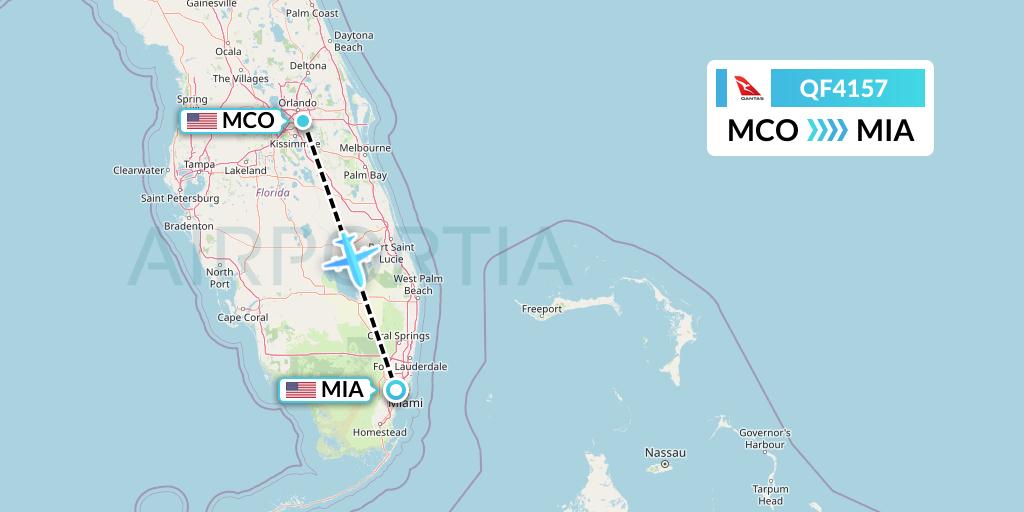 QF4157 Qantas Flight Map: Orlando to Miami