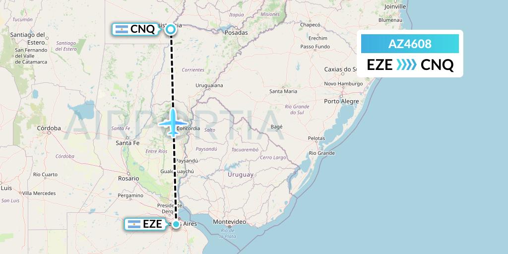 AZ4608 ITA Airways Flight Map: Buenos Aires to Corrientes