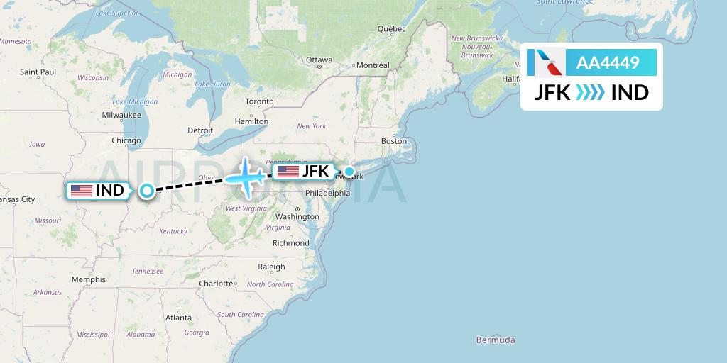 AA4449 American Airlines Flight Map: New York to Indianapolis