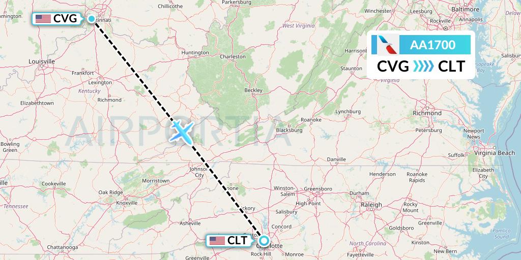 AA1700 Flight Status American Airlines Cincinnati to Charlotte (AAL1700)