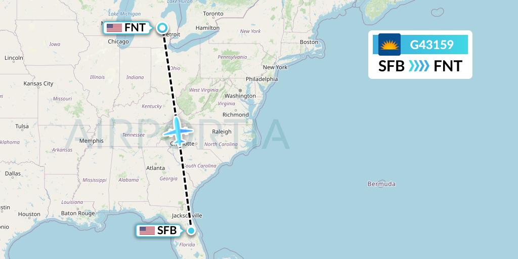 G43159 Allegiant Air Flight Map: Orlando to Flint