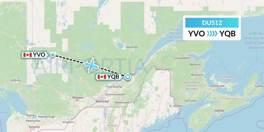 DU512 Sky Jet M.g. Inc Flight Map: Val-d'Or to Quebec
