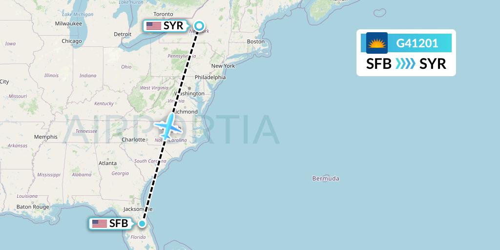 G41201 Allegiant Air Flight Map: Orlando to Syracuse