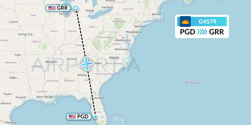 G4579 Allegiant Air Flight Map: Punta Gorda to Grand Rapids