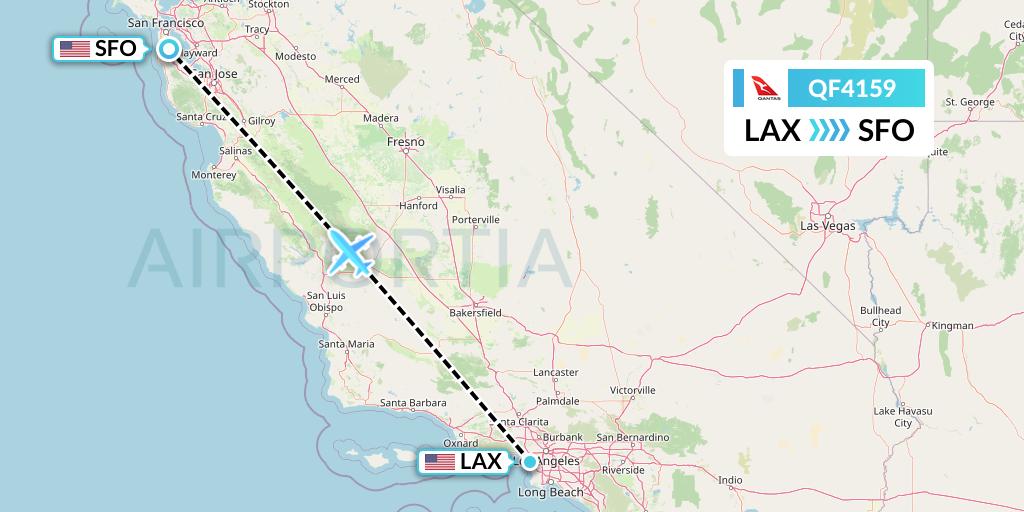 QF4159 Qantas Flight Map: Los Angeles to San Francisco