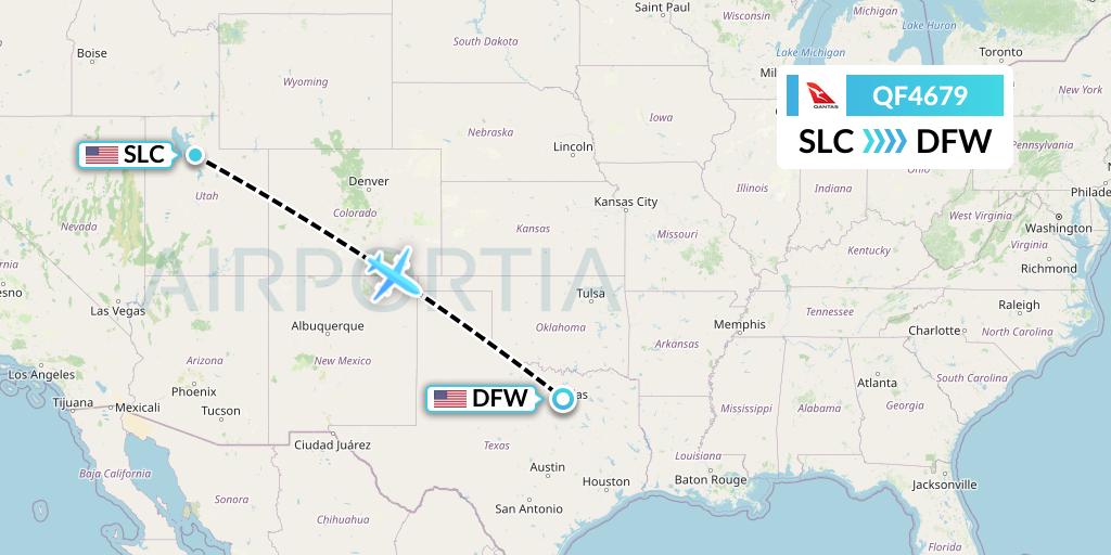 QF4679 Qantas Flight Map: Salt Lake City to Dallas