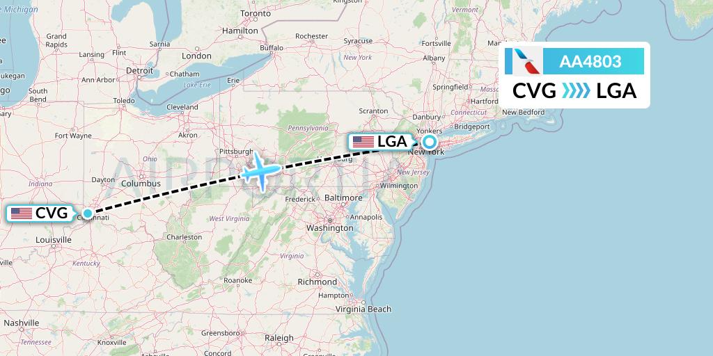 AA4803 American Airlines Flight Map: Cincinnati to New York