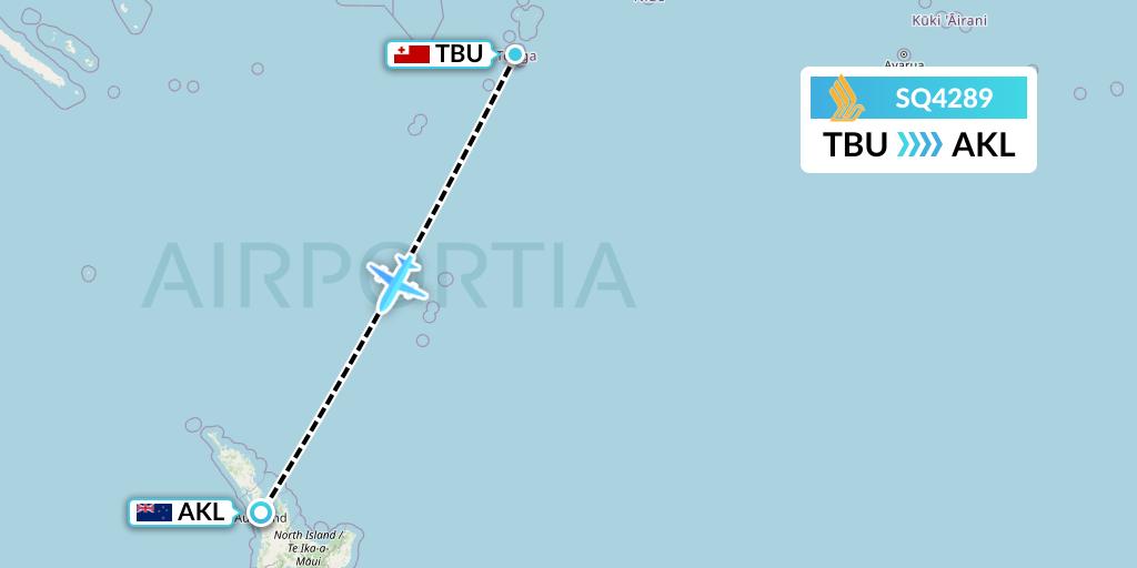 SQ4289 Singapore Airlines Flight Map: Tongatapu to Auckland