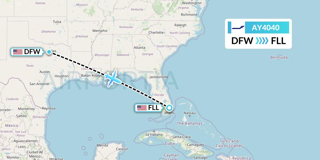 AY4040 Finnair Flight Map: Dallas to Fort Lauderdale