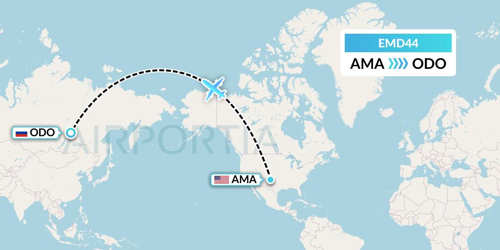 EMD44 Eaglemed Flight Map: Amarillo to Bodaybo