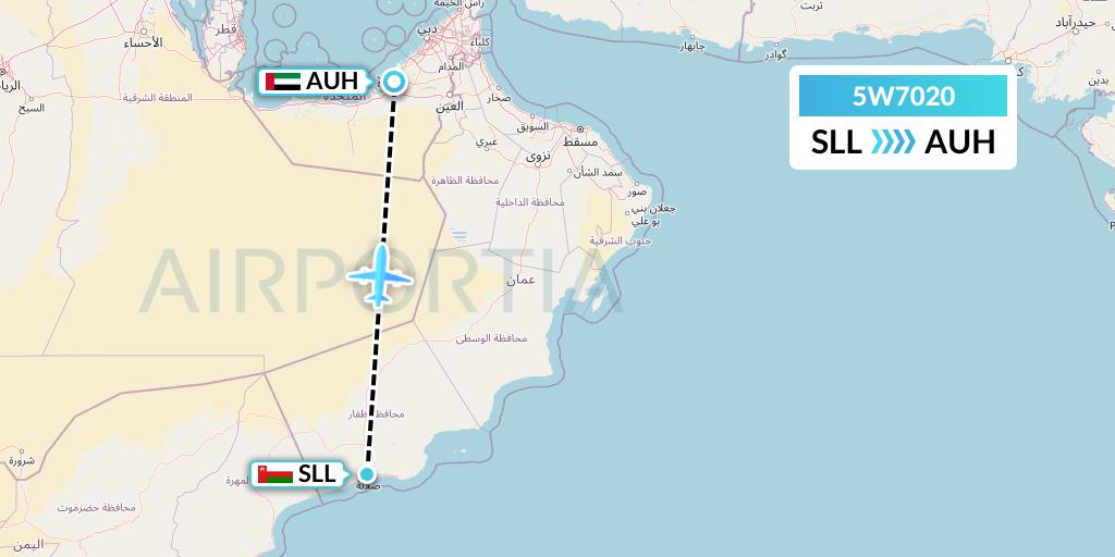 5W7020 Wizz Air Abu Dhabi Flight Map: Salalah to Abu Dhabi
