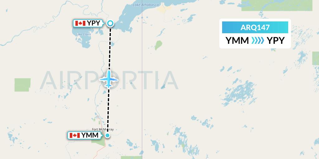 ARQ147 Ark Airways Flight Map: Fort McMurray to Fort Chipewyan