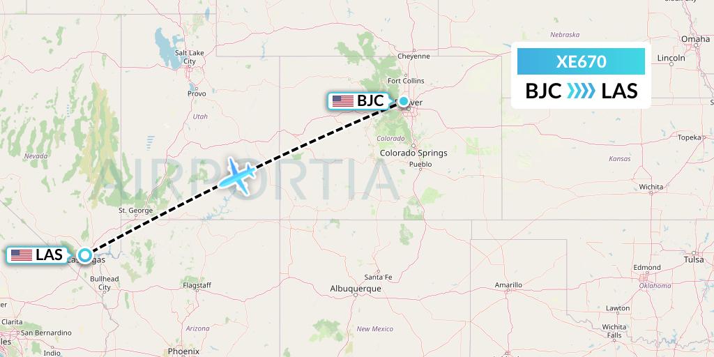 XE670 Jsx Flight Map: Denver to Las Vegas