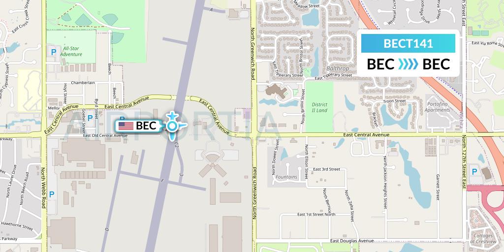 BECT141 Berkut Air Flight Map: Wichita to Wichita