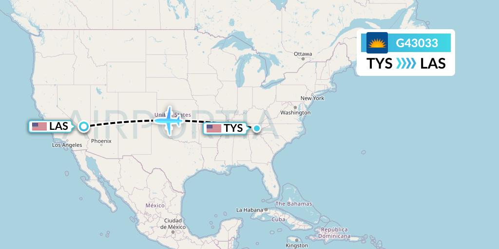 G43033 Allegiant Air Flight Map: Knoxville to Las Vegas