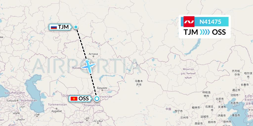 N41475 Nordwind Airlines Flight Map: Tyumen to Osh