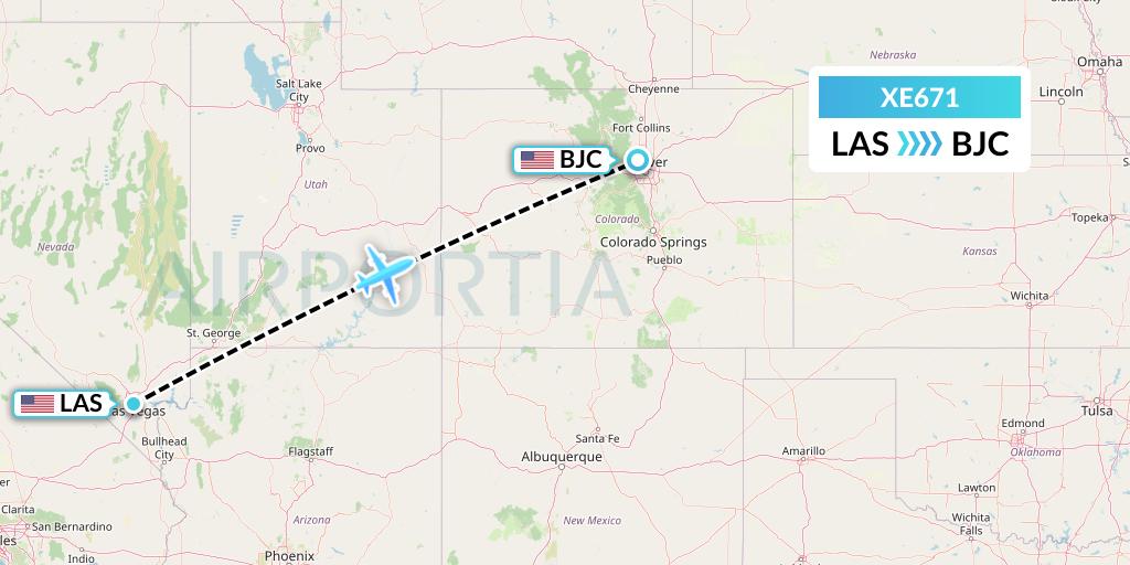 XE671 Jsx Flight Map: Las Vegas to Denver