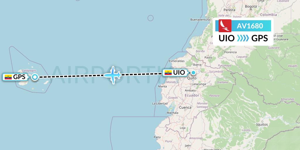 AV1680 Avianca Flight Map: Quito to Galapagos