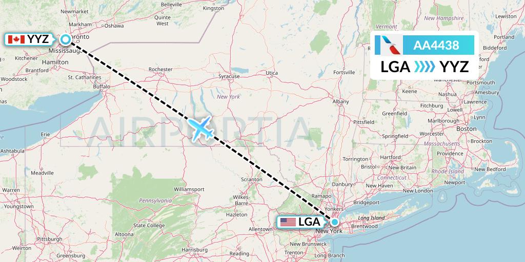 AA4438 American Airlines Flight Map: New York to Toronto