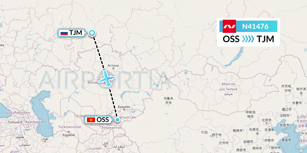 N41476 Nordwind Airlines Flight Map: Osh to Tyumen