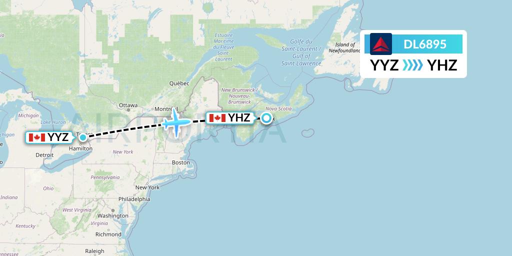 DL6895 Delta Air Lines Flight Map: Toronto to Halifax