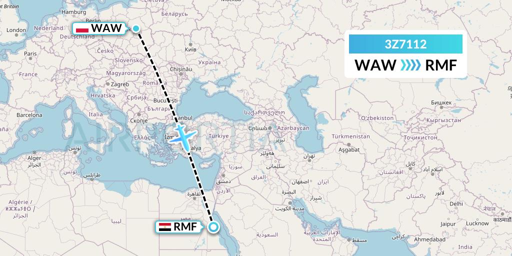 3Z7112 Travel Service Polska Flight Map: Warsaw to Marsa Alam